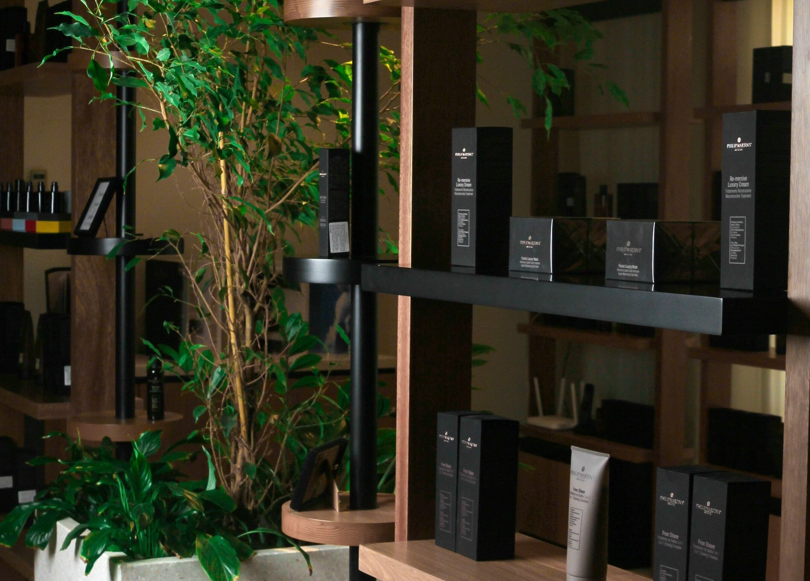 Elegant product display at ZK Beauty & Spa, Muscat, Muscat Governorate, OM with lush greenery.