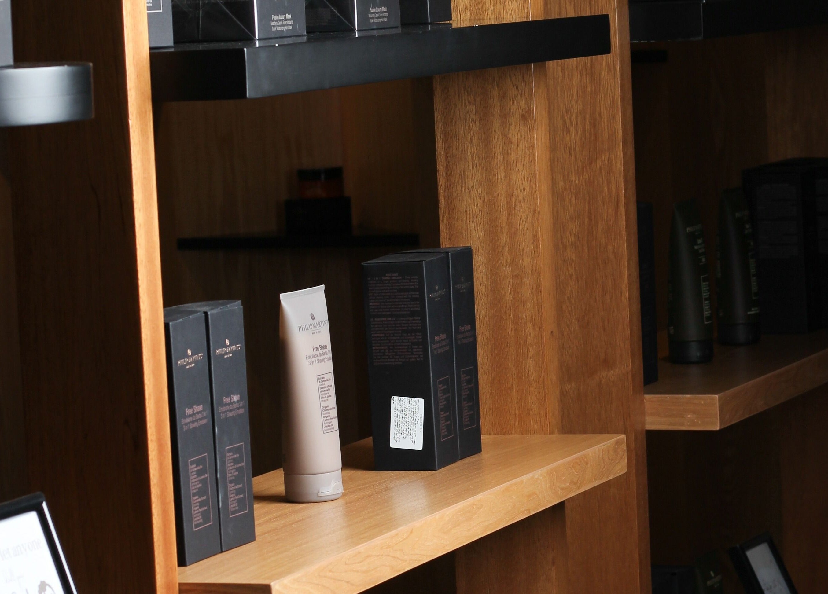 Product shelves at ZK Beauty & Spa, Muscat, Muscat Governorate, OM showcasing premium skincare items.