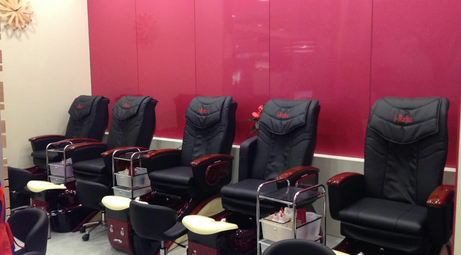 Luxurious pedicure chairs at 4 Seasons Nails Queensgate, Lower Hutt, Wellington, NZ. Perfect for relaxation.