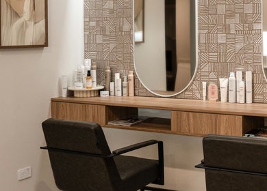 Elegant styling station at Cherie Mather Studio, Kardinya, Western Australia, AU.