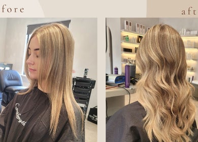 Before and after hair transformation at Cherie Mather Studio, Kardinya, Western Australia, AU.