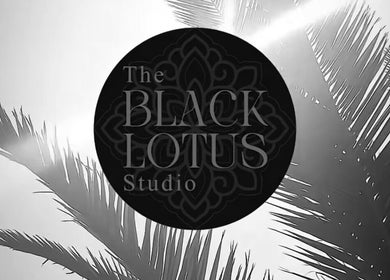 The Black Lotus Studio logo overlaying palm leaves in Yarm, England, GB.