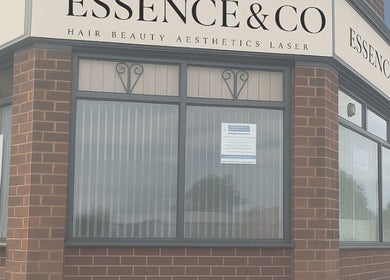 Front view of Essence and Co beauty venue in Quinton, England, GB showing stylish exterior.