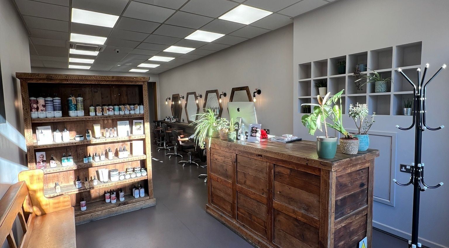 Her Studio's welcoming interior with wood decor at Grimsby, England, GB.
