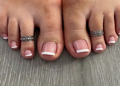 Beautiful pedicure with French tips at ABTN CLINIC, Sittingbourne, England, GB.