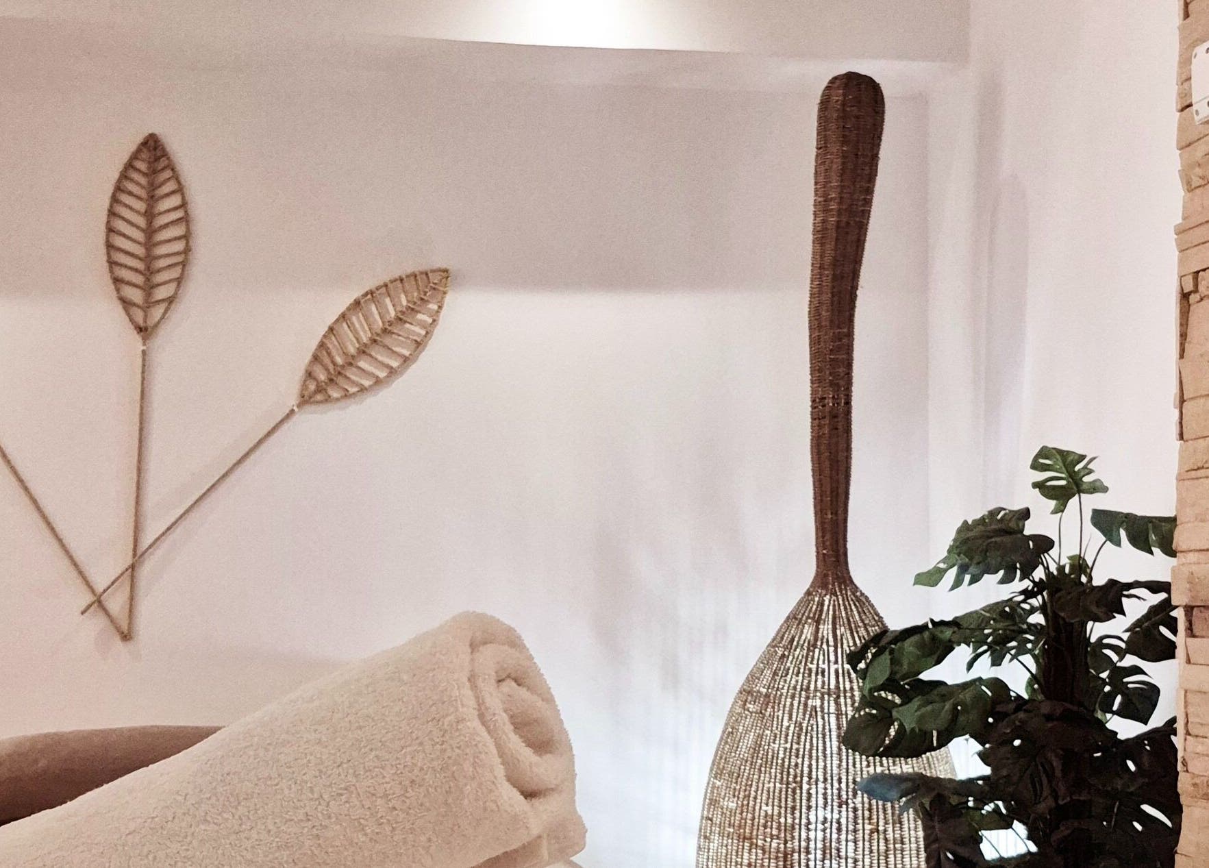 Tranquil spa decor with natural elements at Blue Spa, Nausicaa Beach Hotel, Protaras, Ammochostos, CY.