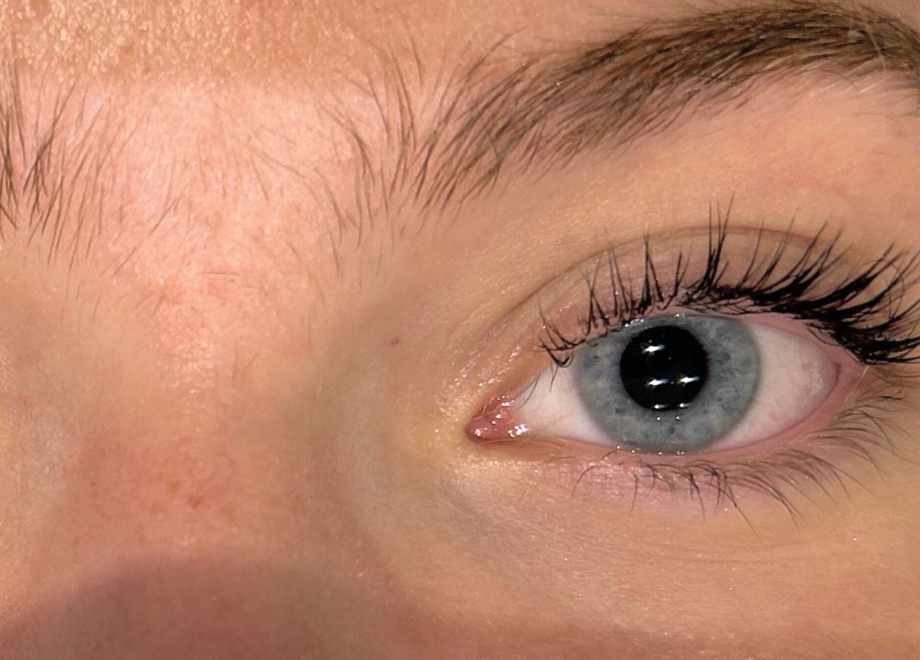 Close-up of enhanced eyelashes at Fadeaway Laser Clinic, Southampton, England, GB for beauty and wellness.