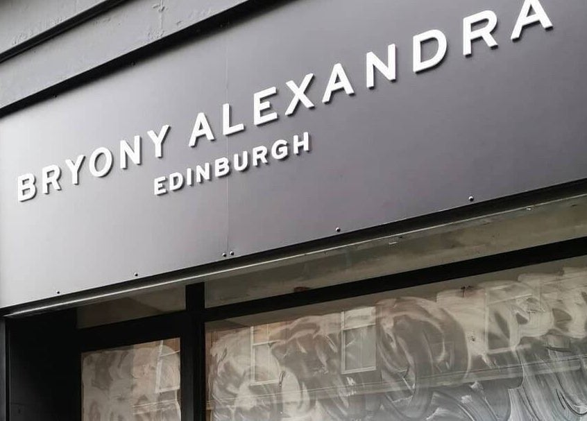 Front view of Bryony Alexandra ltd signage, Edinburgh, Scotland, GB.