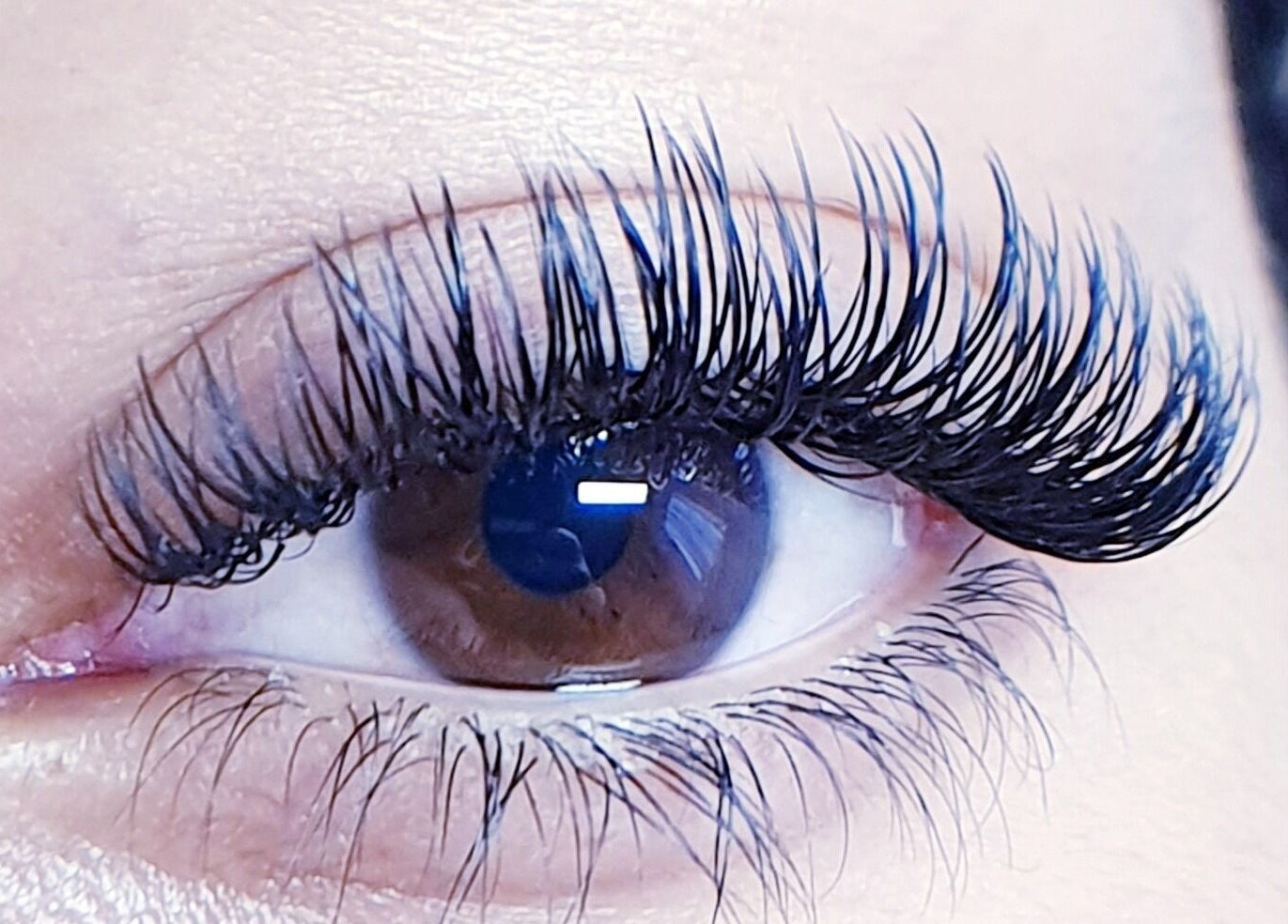 Close-up of eyelash extensions at Affinity Beauty Windsor, Windsor, England, GB showcasing detailed lash work.