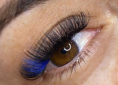 Close-up of vibrant lash extensions at The Beauty Room by Jacqui, Miami, Queensland, AU.