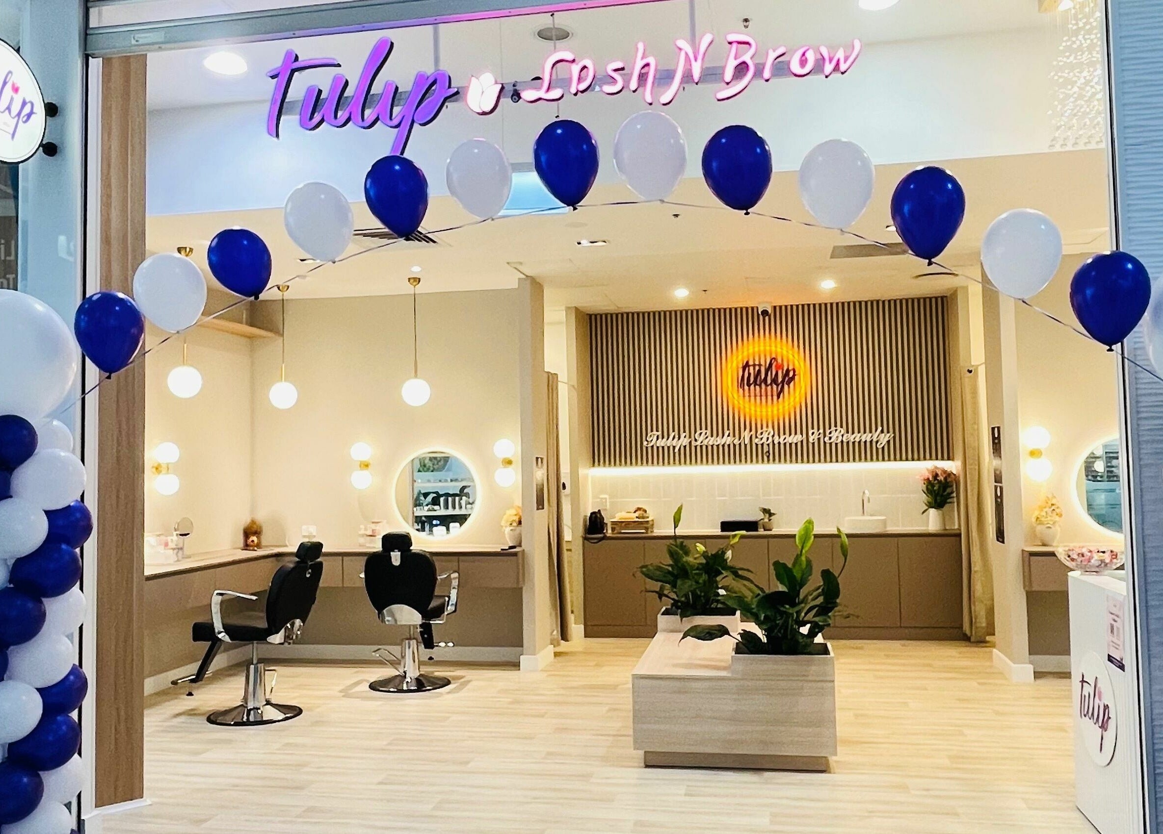 Tulip Lash n Brow entrance with elegant decor, Baulkham Hills, New South Wales, AU.