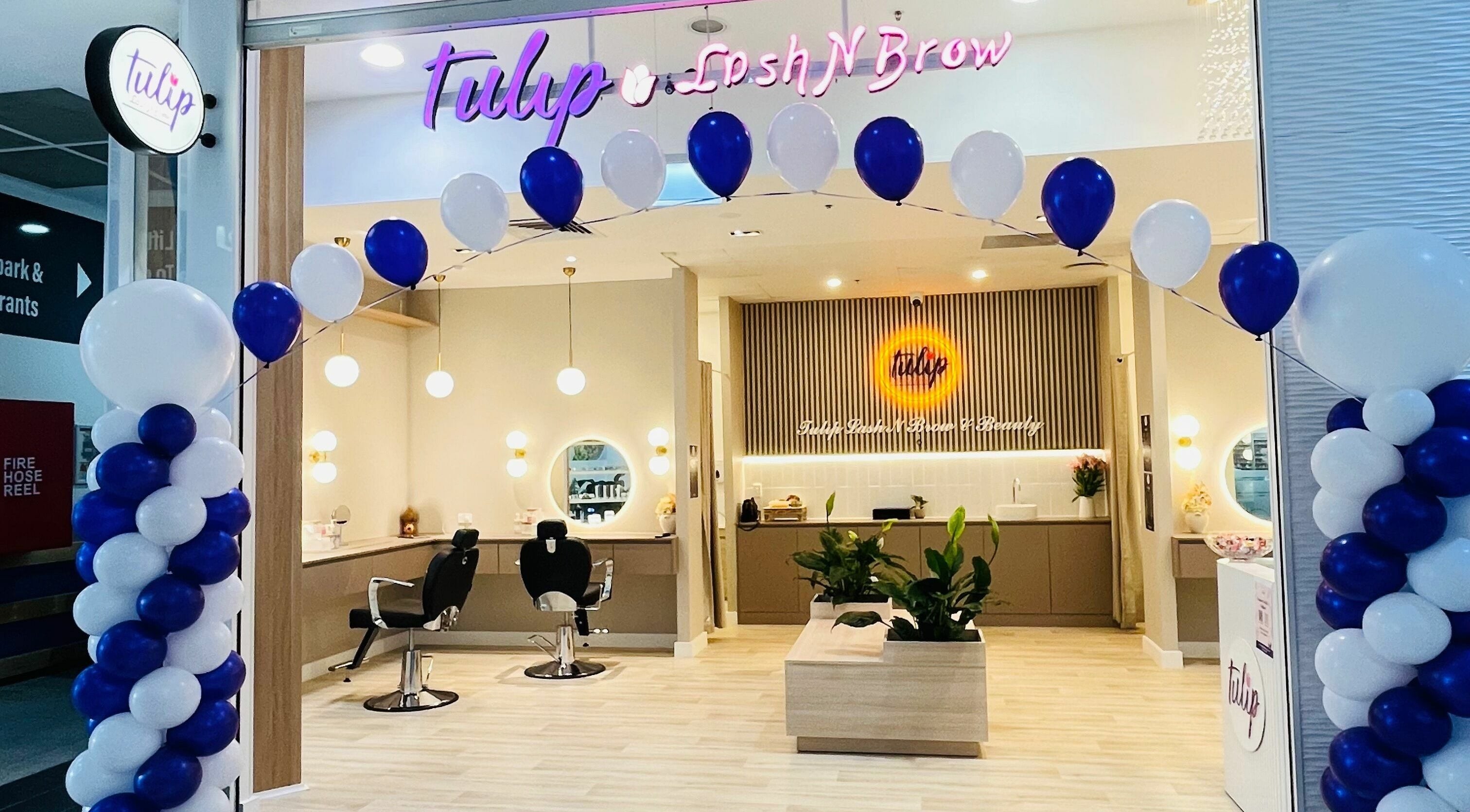 Tulip Lash n Brow entrance with elegant decor, Baulkham Hills, New South Wales, AU.