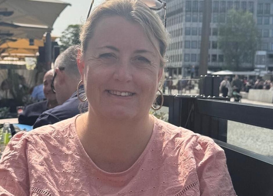 Outdoor seating area at Funky Feet in Weymouth, England, GB, capturing a lively atmosphere under sunny skies.