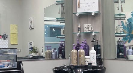 New Vision Hair Studio interior showcasing salon products in Columbia, South Carolina, US.