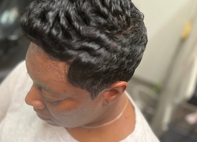 Elegant short hairstyle at New Vision Hair Studio in Columbia, South Carolina, US.