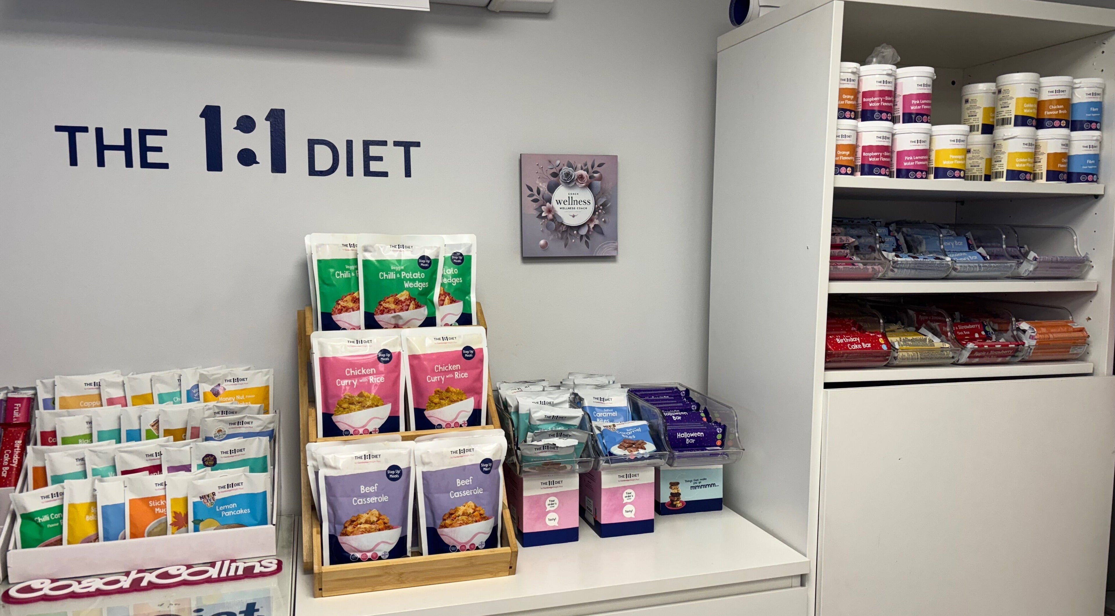 Coach Collins - The 1:1 Diet products displayed at Serenova Nutrition and Wellness, Southampton, England, GB.