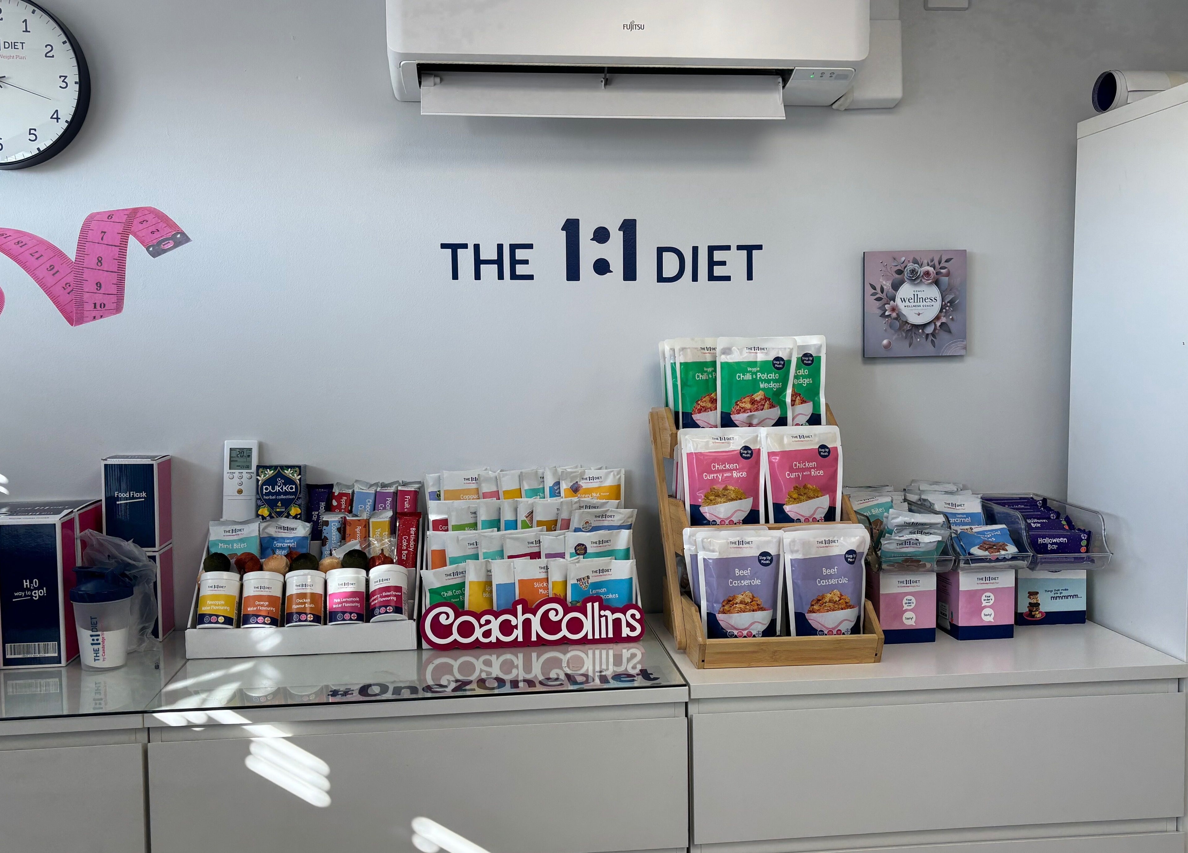 Coach Collins - The 1:1 Diet & Serenova Nutrition in Southampton, England features wellness products displayed neatly.