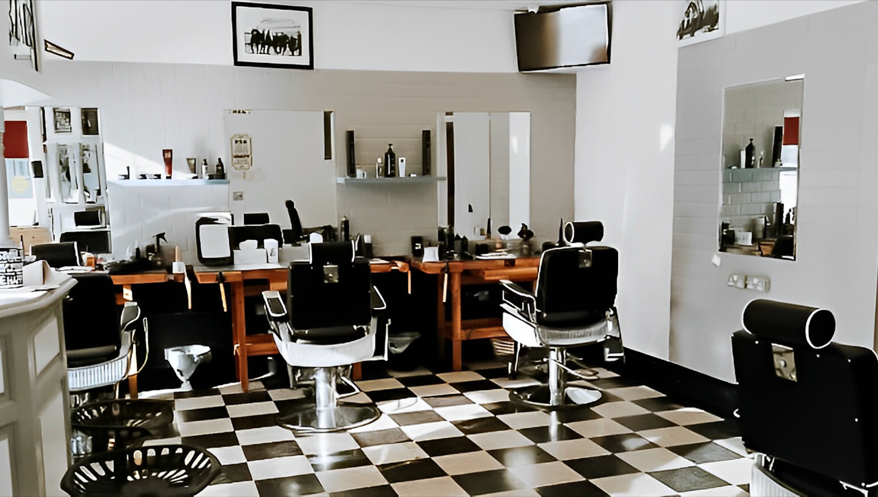 Mrsnips salon interior with stylish chairs and mirrors in Dublin, County Dublin, IE.