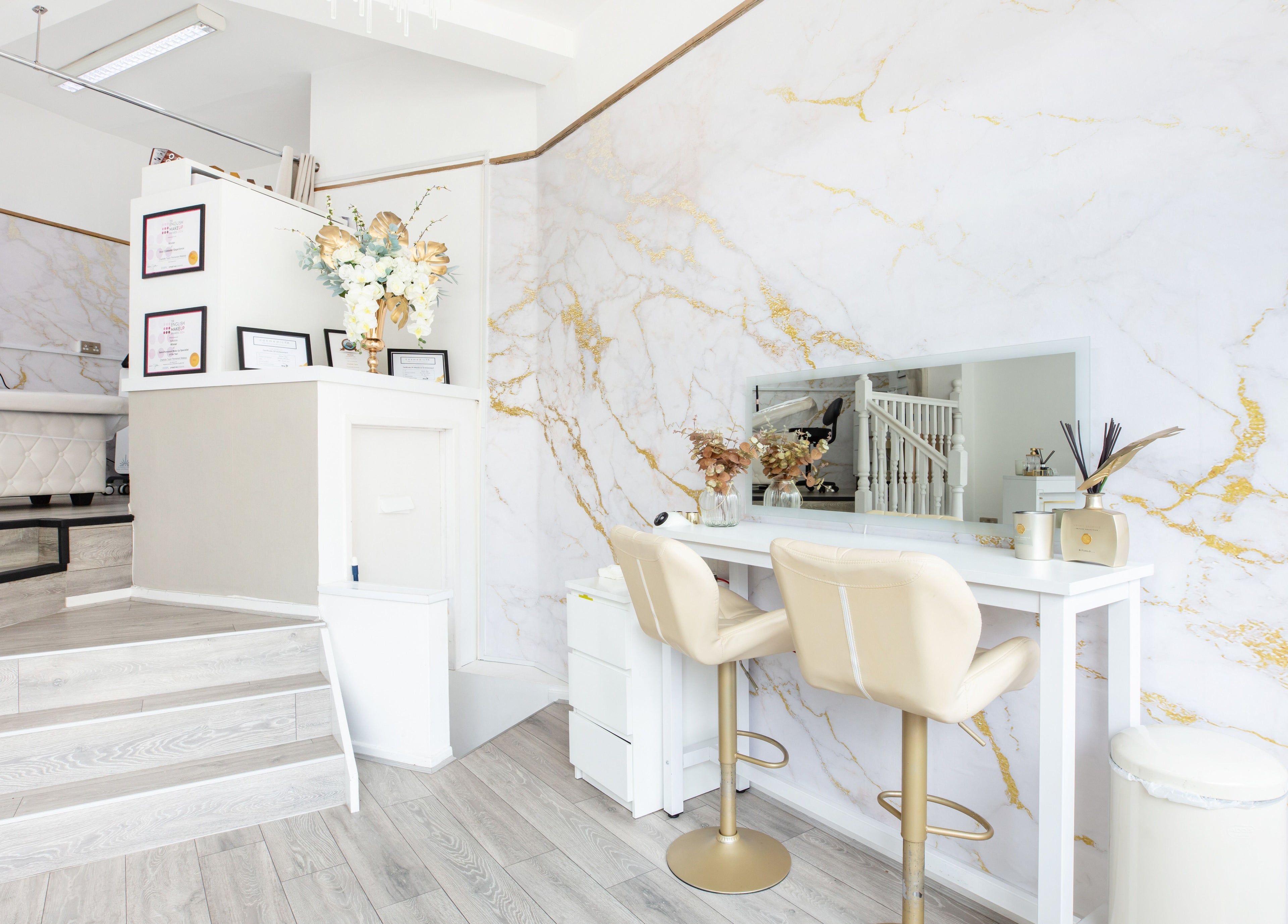 Elegant makeup station at Charlotte Taylor Permanent Makeup Leeds Clinic, Yeadon, England, GB.