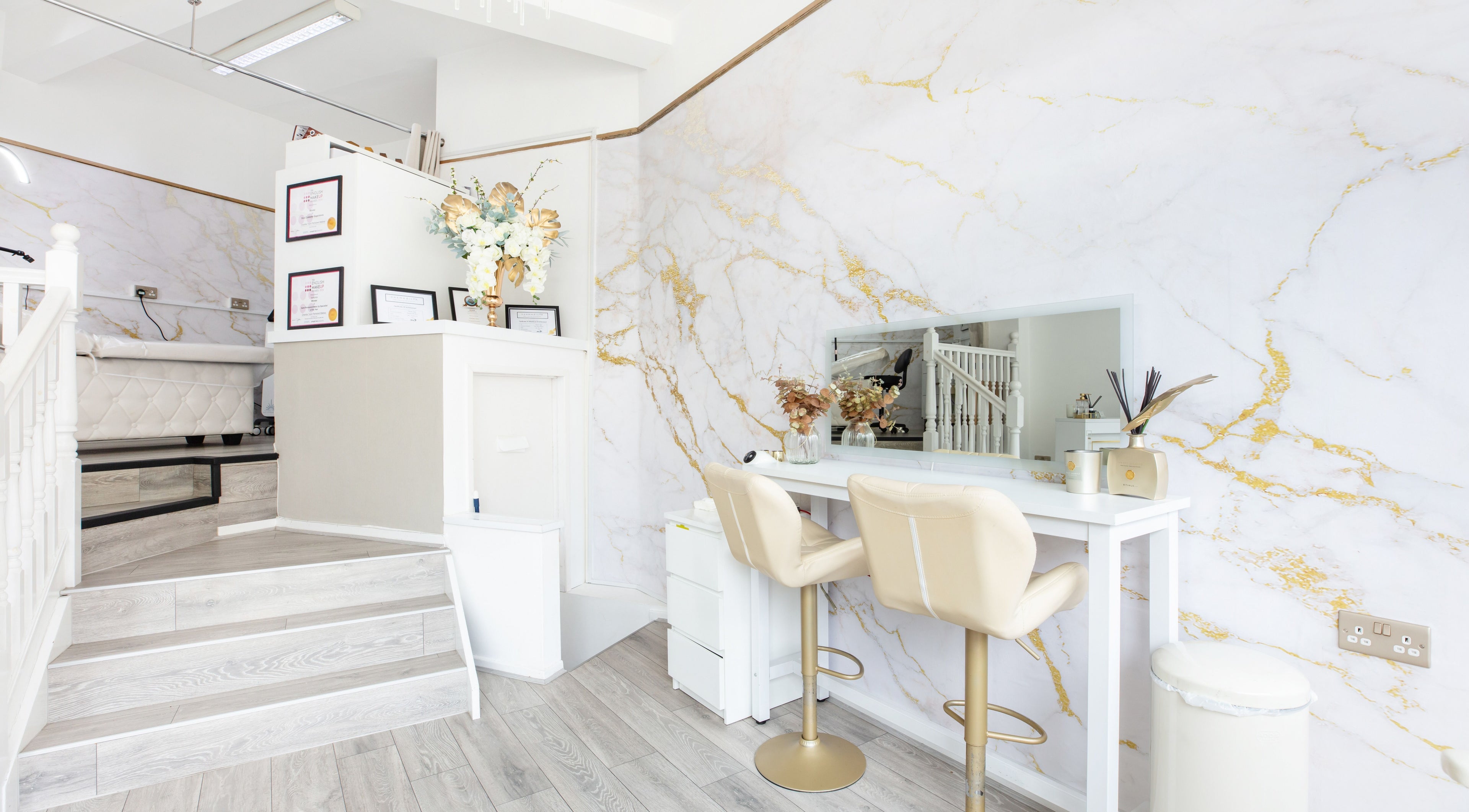 Elegant makeup station at Charlotte Taylor Permanent Makeup Leeds Clinic, Yeadon, England, GB.