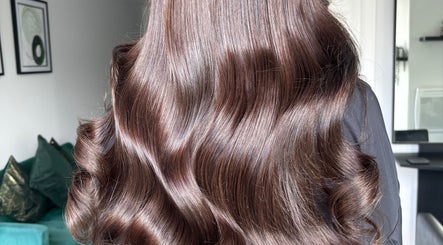 Glossy brown waves styled at Ashleah Marie Hairdressing, Stirling, Scotland, GB.