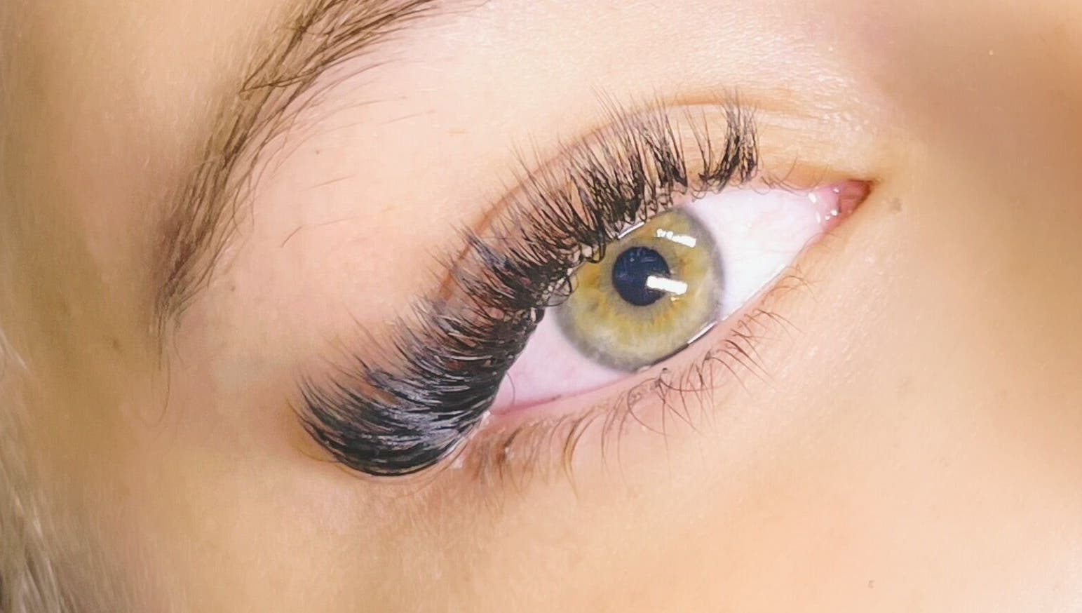 Close-up of beautifully enhanced eyelashes at The Lash Chick, Devine, Texas, US.