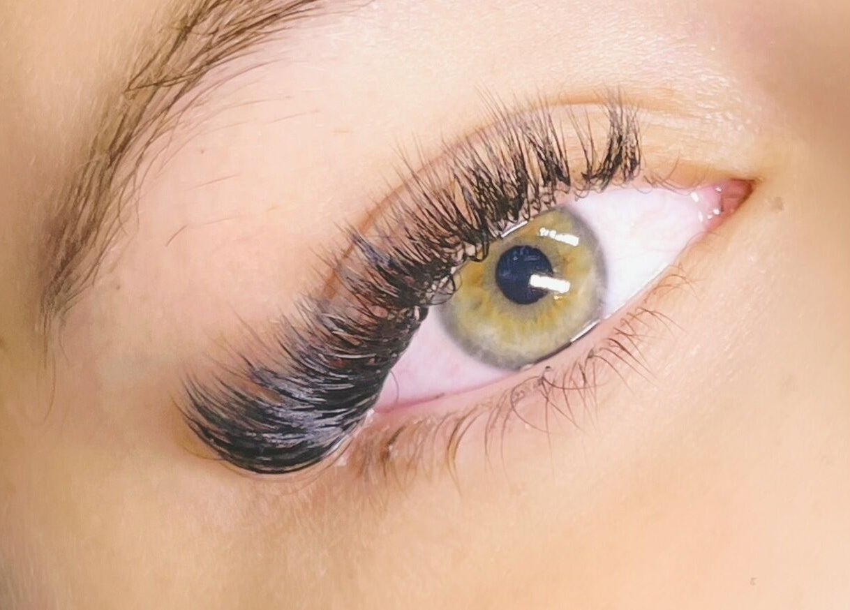 Close-up of beautifully enhanced eyelashes at The Lash Chick, Devine, Texas, US.