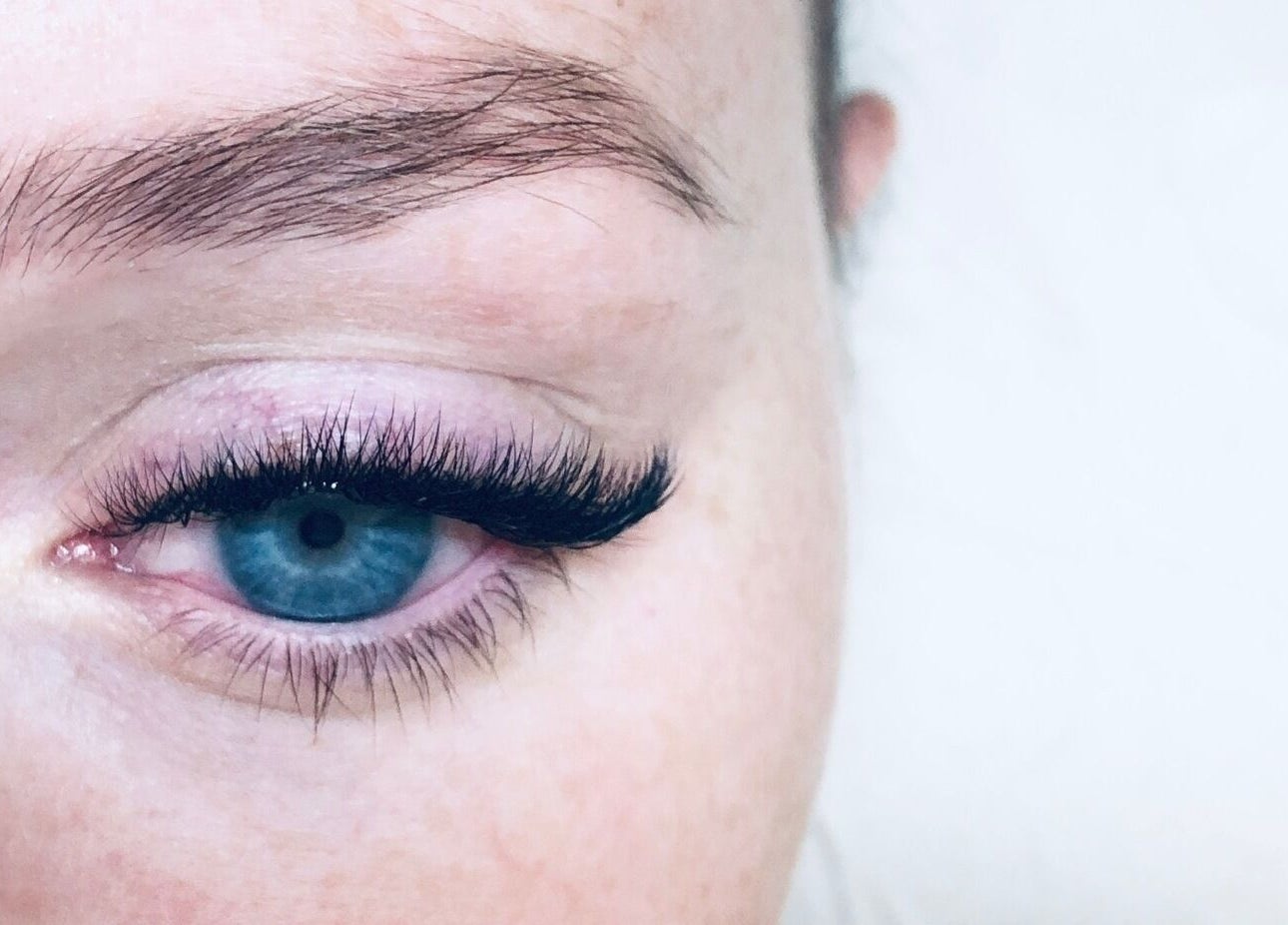 Close-up of a styled eyelash at Lashed in London, a premier beauty venue in London, England, GB.