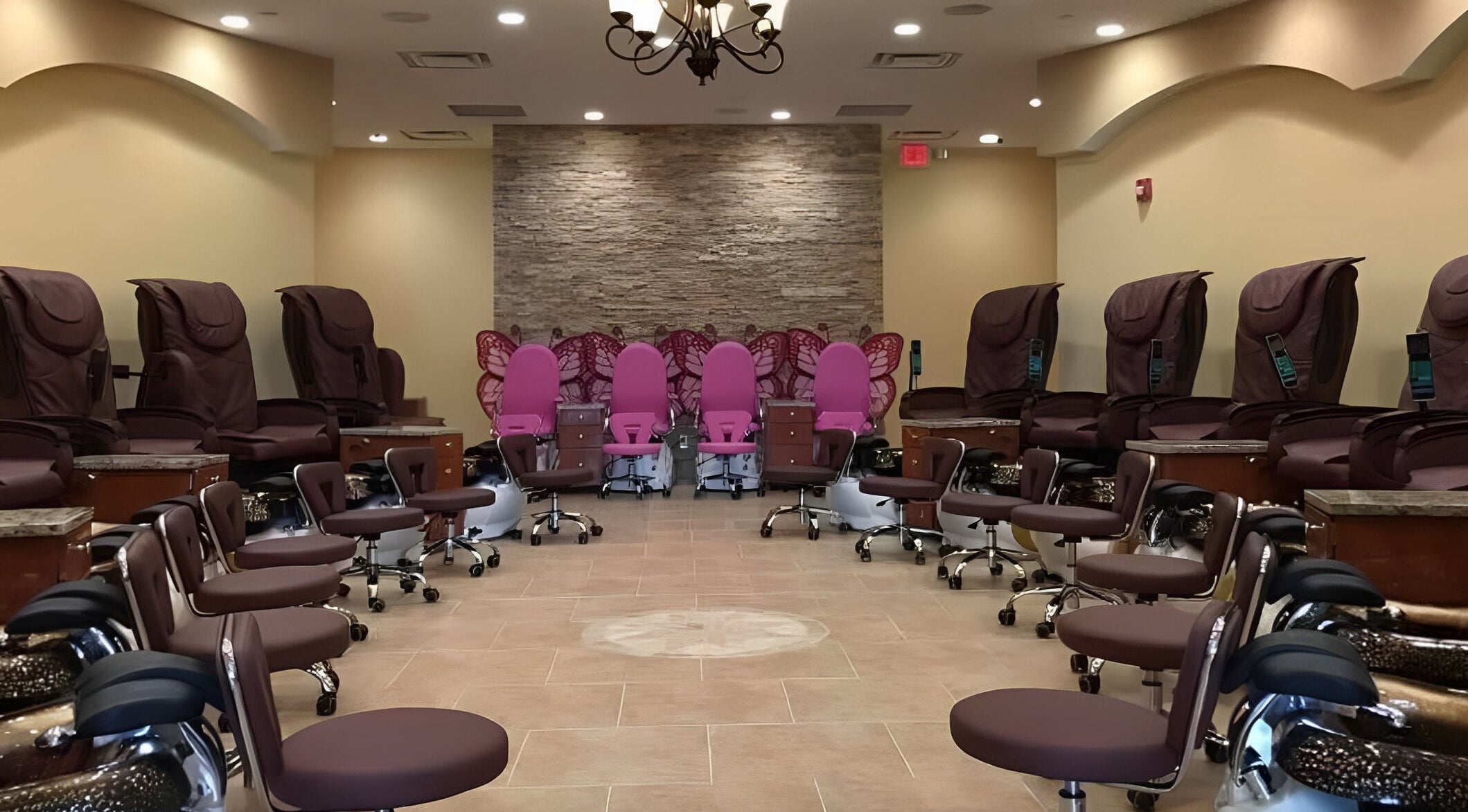 Luxurious pedicure chairs at Passion Nails and Spa in Blue Ash, Ohio, US, offer a relaxing spa experience.