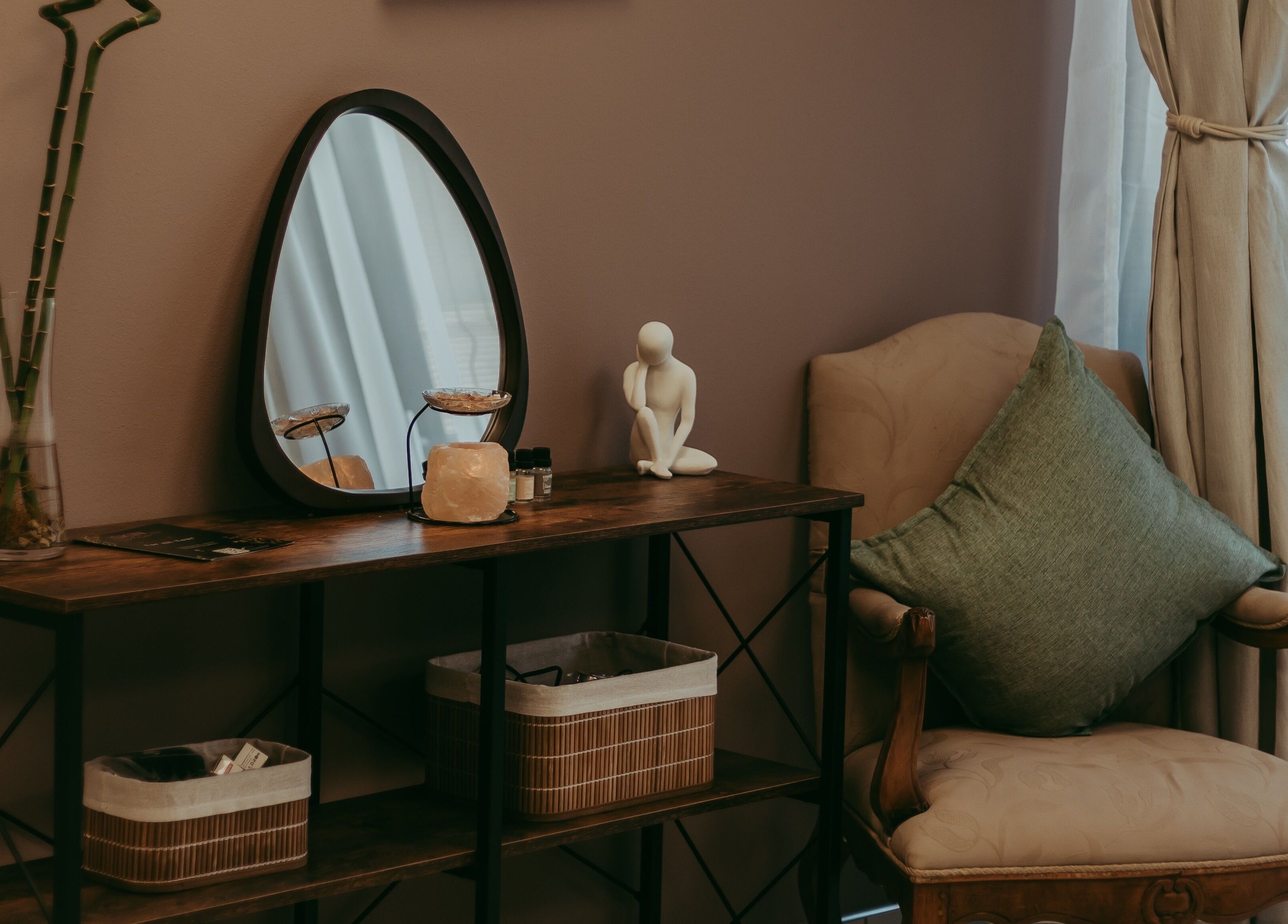 Relaxing corner at Haven Spa Namibia in Windhoek, Khomas Region, NA, featuring a plush chair and elegant decor.