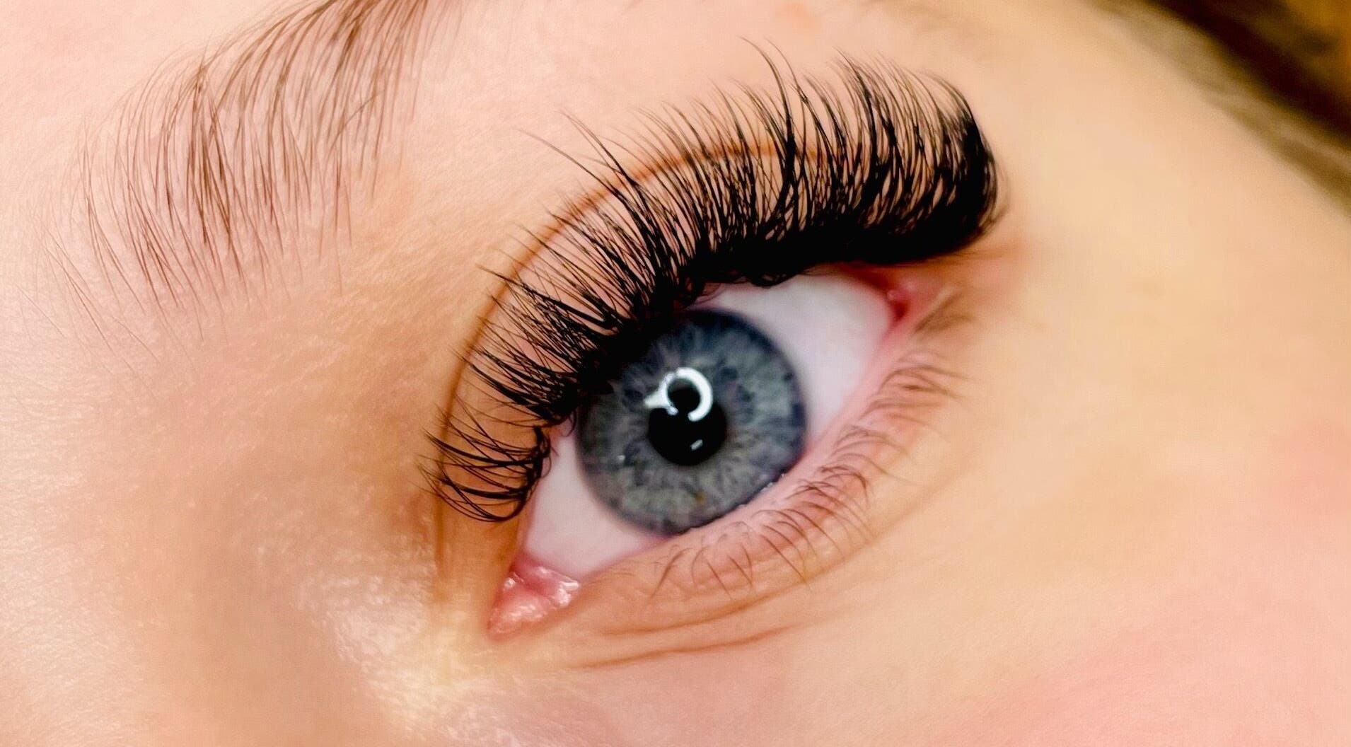 Close-up of expertly applied lashes at Minxy Lash, Warrington, England, GB.