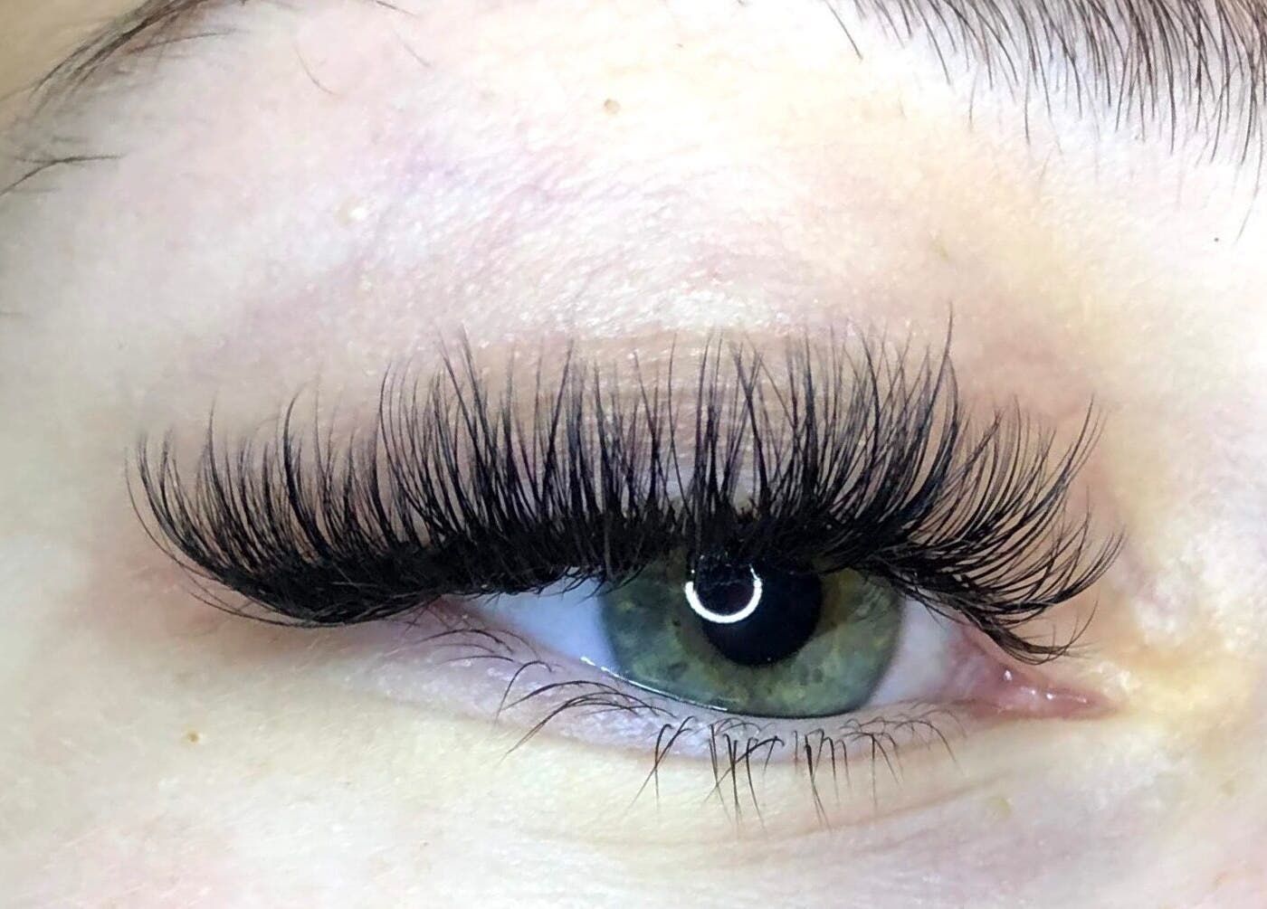 Close-up of voluminous eyelash extensions at Minxy Lash in Warrington, England, GB.