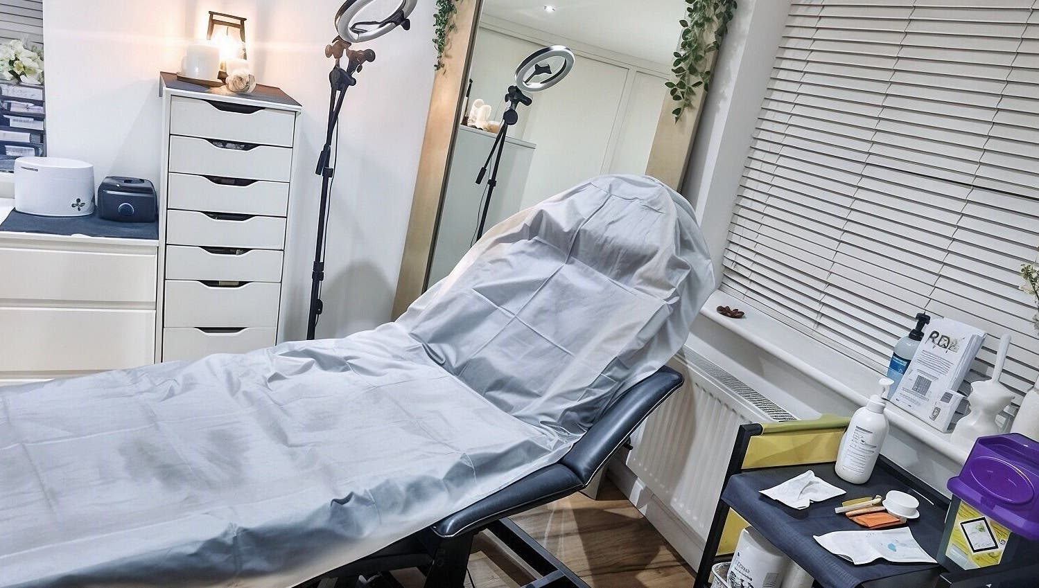Relaxing treatment room at RD Nails & Beauty Clinic, Peterborough, Cambridgeshire, GB showcasing professional equipment.