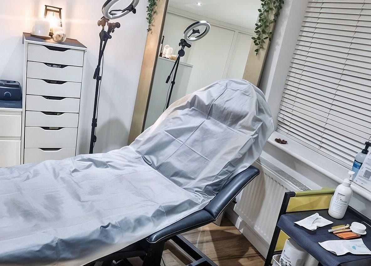 Relaxing treatment room at RD Nails & Beauty Clinic, Peterborough, Cambridgeshire, GB showcasing professional equipment.