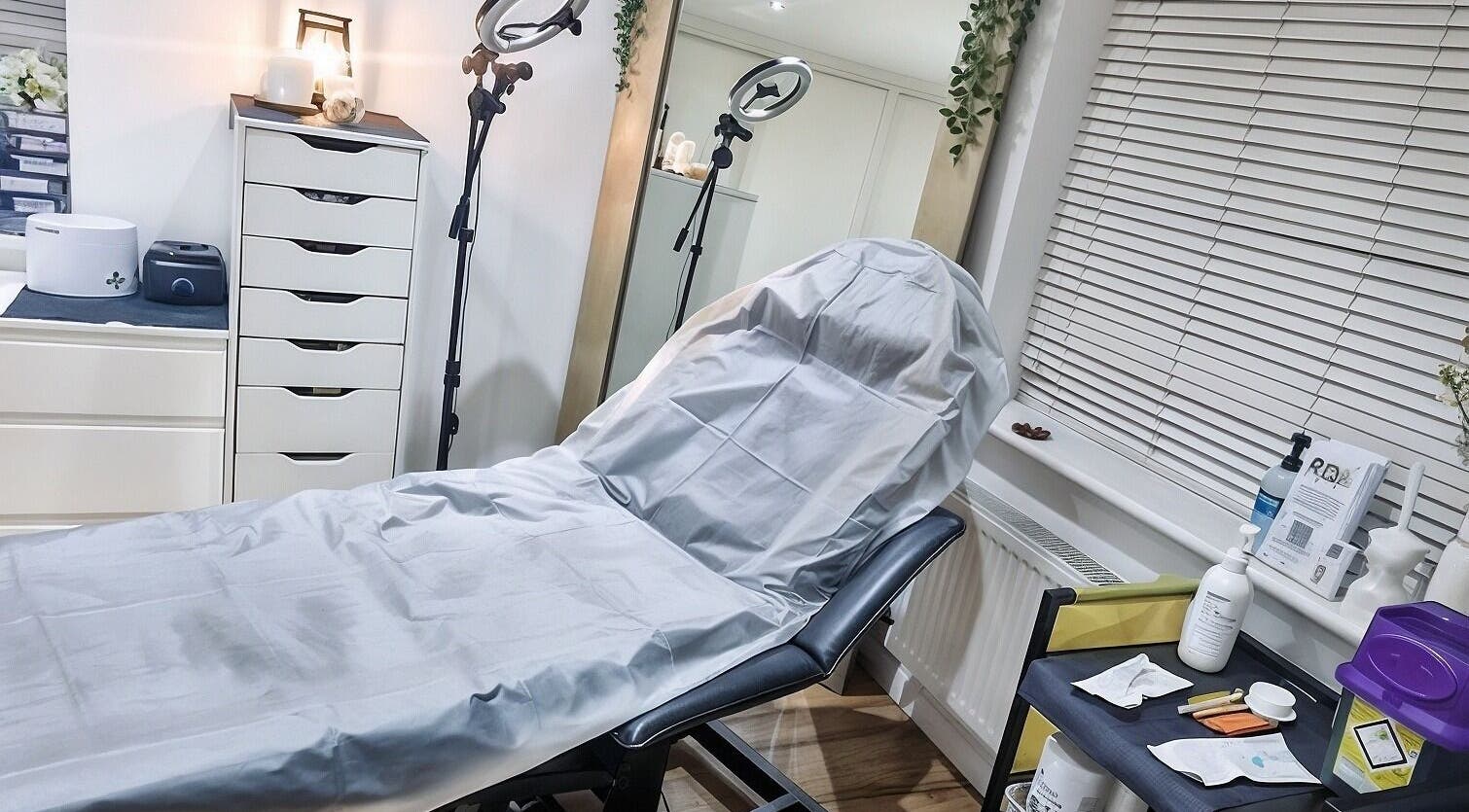Relaxing treatment room at RD Nails & Beauty Clinic, Peterborough, Cambridgeshire, GB showcasing professional equipment.