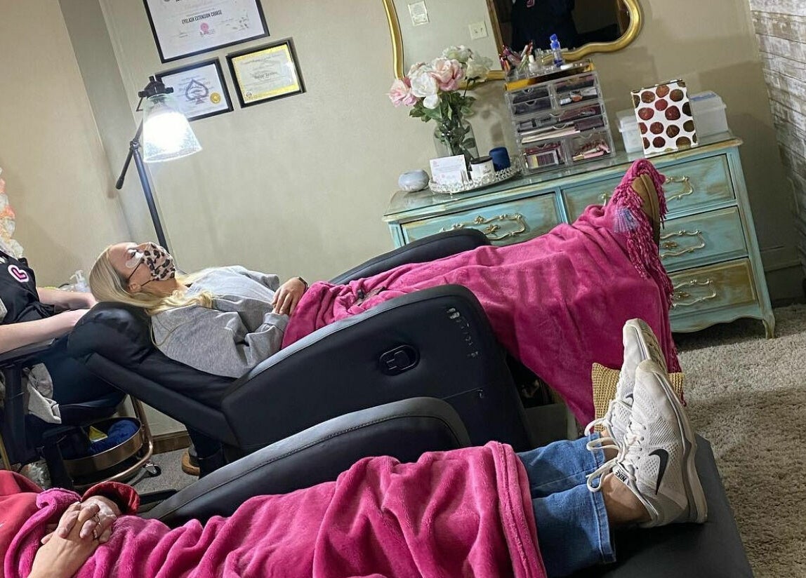 Clients receiving relaxing treatments at Lena Brows and Beauty Bar, Sandusky, Ohio, US.
