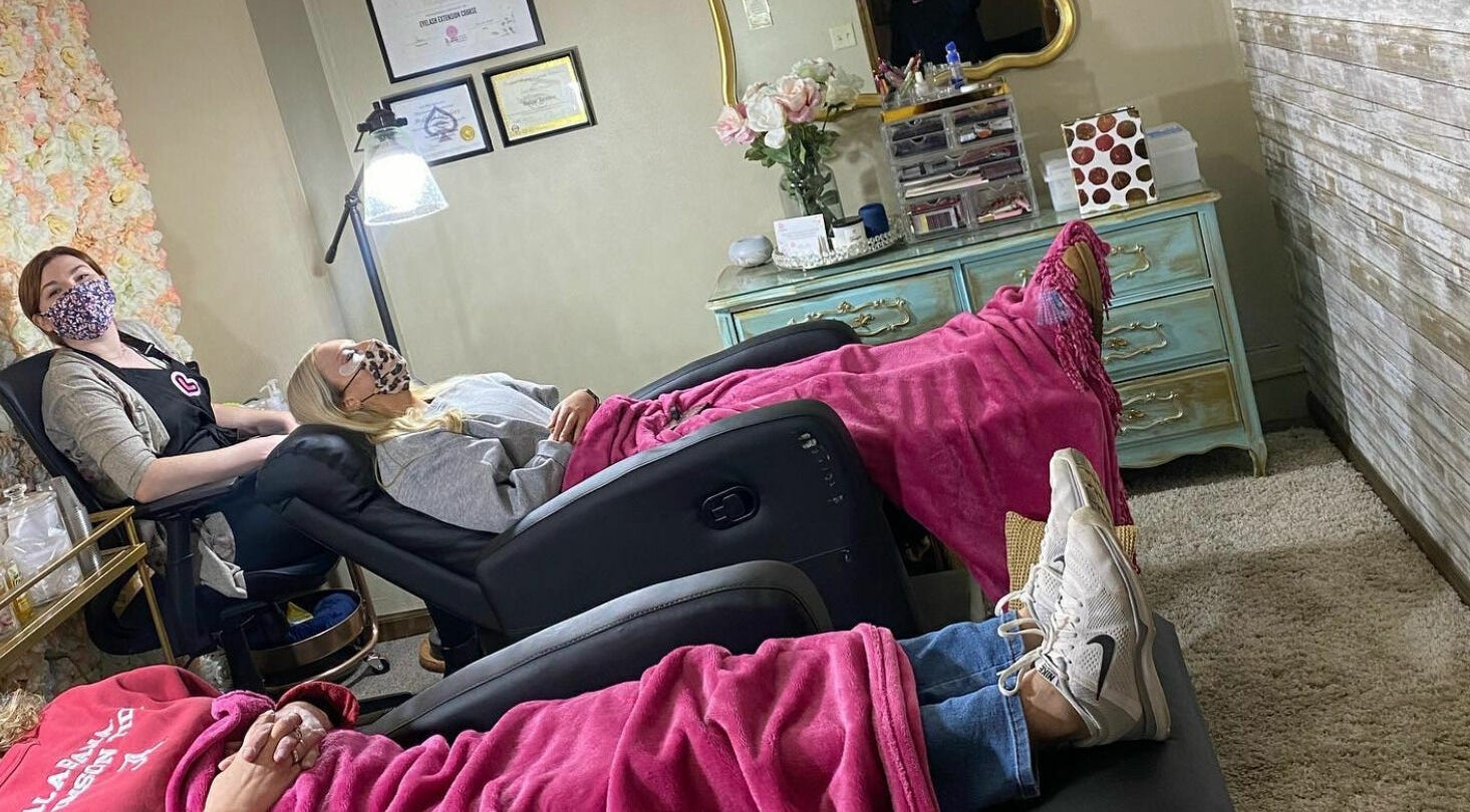 Clients receiving relaxing treatments at Lena Brows and Beauty Bar, Sandusky, Ohio, US.