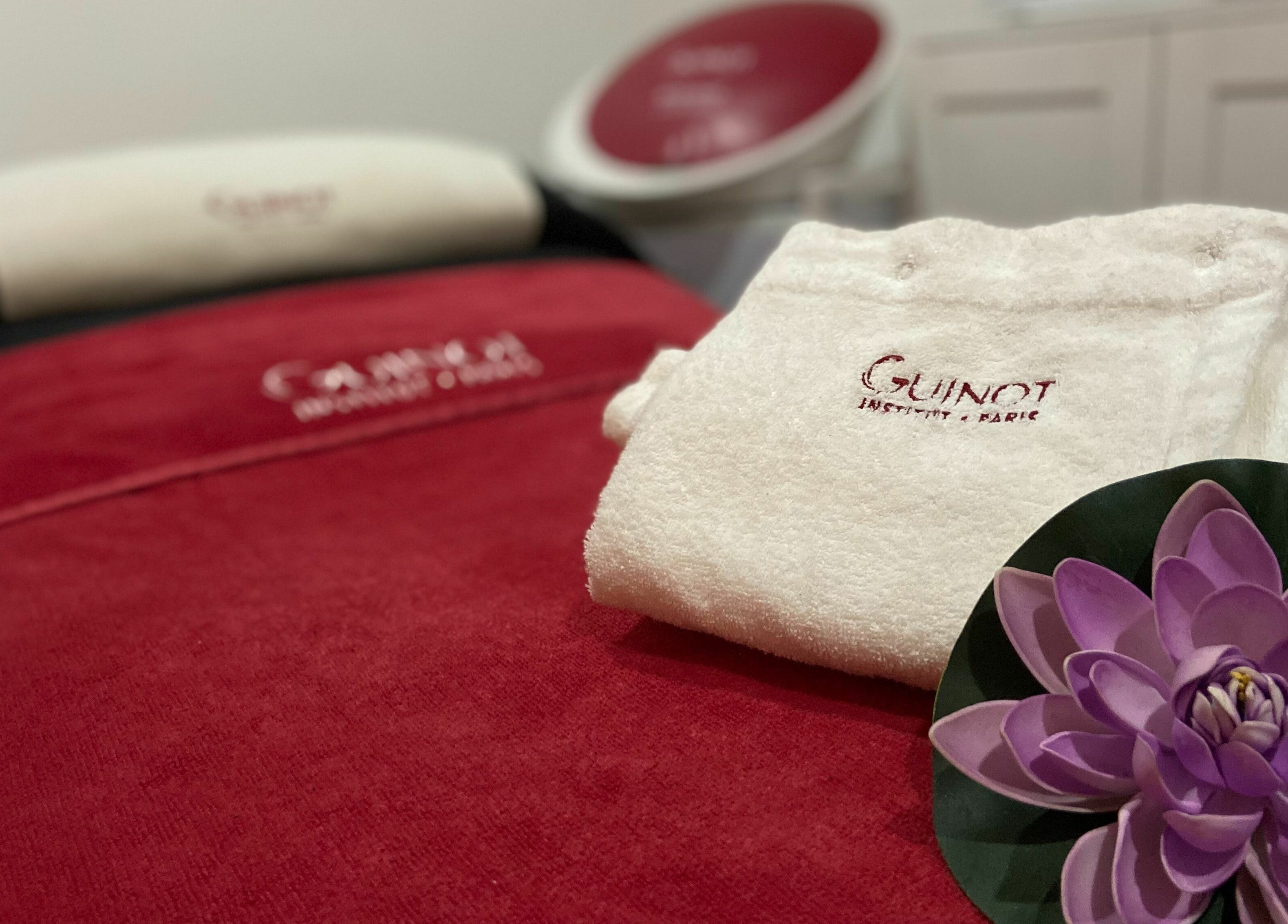 Relaxing spa setup at Northern Beauty Bullsbrook, Bullsbrook, Western Australia, AU with a purple flower.
