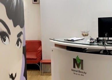 Reception at Marcel Beauty Salon & Spa in Salmiya, Hawalli Governorate, KW, showcasing elegant decor.