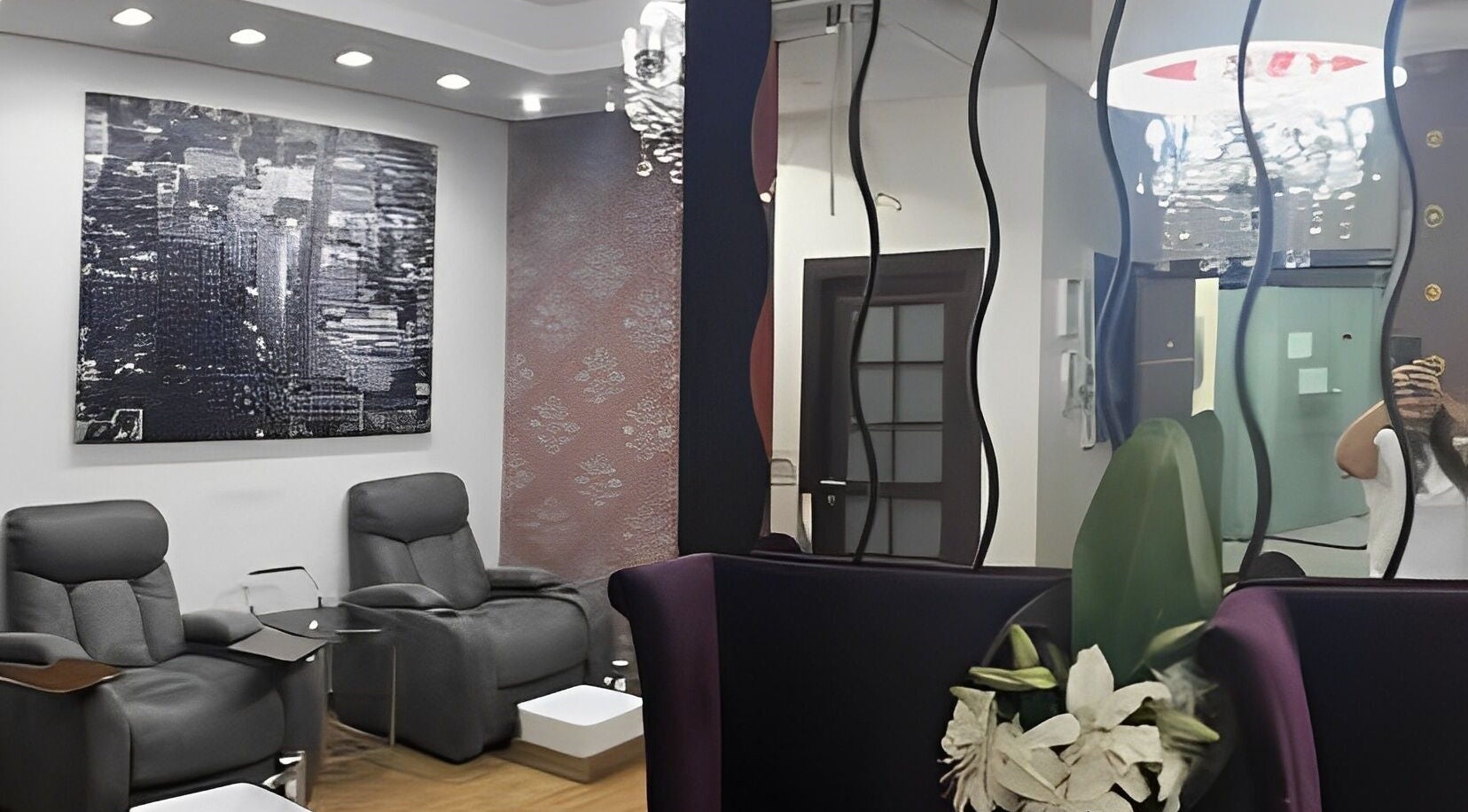 Luxurious seating area at Marcel Beauty Salon & Spa, Salmiya, Hawalli Governorate, KW with modern decor.
