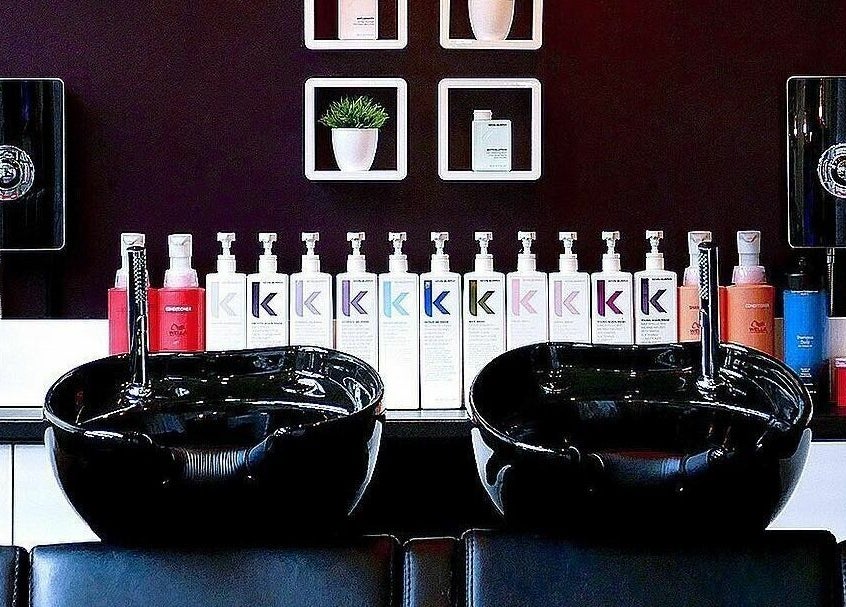 Sleek shampoo stations with luxury hair care products at The Salt Room, Sowerby Bridge, England, GB.