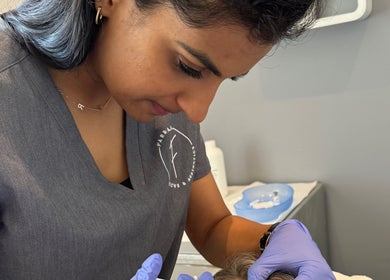 Expert brow treatment at Farrah Brows & Aesthetic, SkinFit Clinic, Hampton, England, GB.