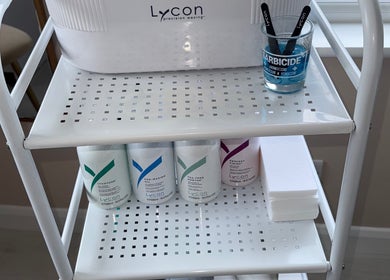 Lycon waxing products and tools at Bespoke Skin, Hoddesdon, England, GB, showcasing premium beauty supplies.