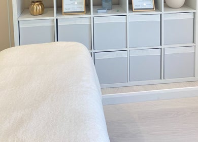 Tranquil treatment room at Bespoke Skin in Hoddesdon, England, GB showcasing calming decor.