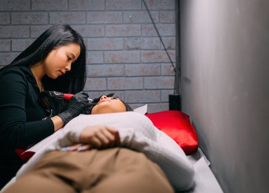 Aesthetician performing treatment at Miss Mai Artistry and Co, Mount Evelyn, Victoria, AU.