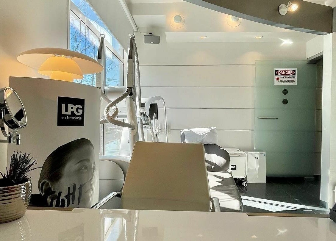 Luxurious spa room at Paad Wellness and Derm Esthetics, Vancouver, British Columbia, CA, featuring modern decor.