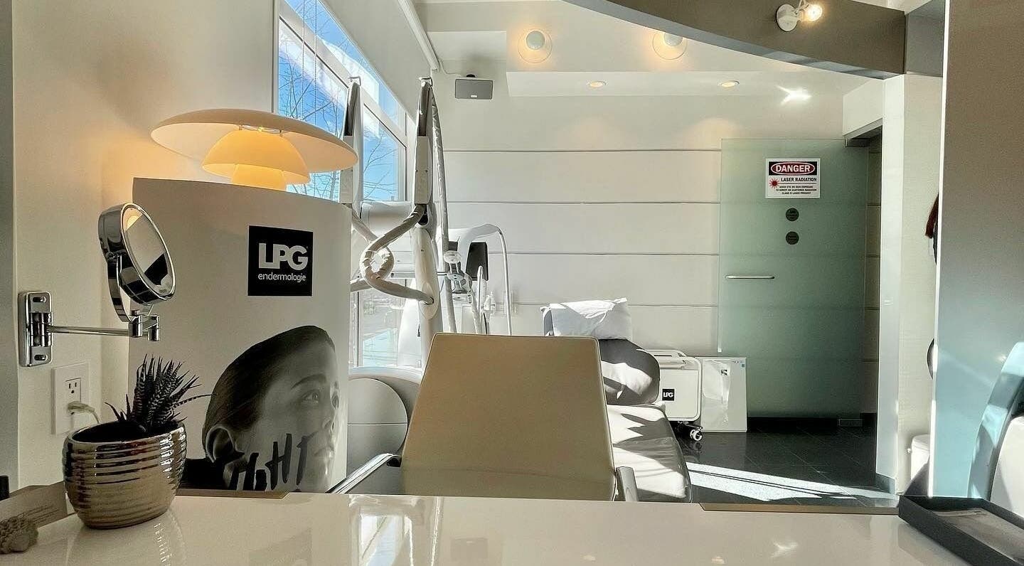 Luxurious spa room at Paad Wellness and Derm Esthetics, Vancouver, British Columbia, CA, featuring modern decor.