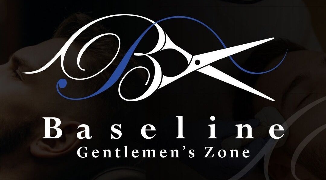 Baseline Gentlemen's Zone logo with scissors design, Novi Sad, Vojvodina, RS.
