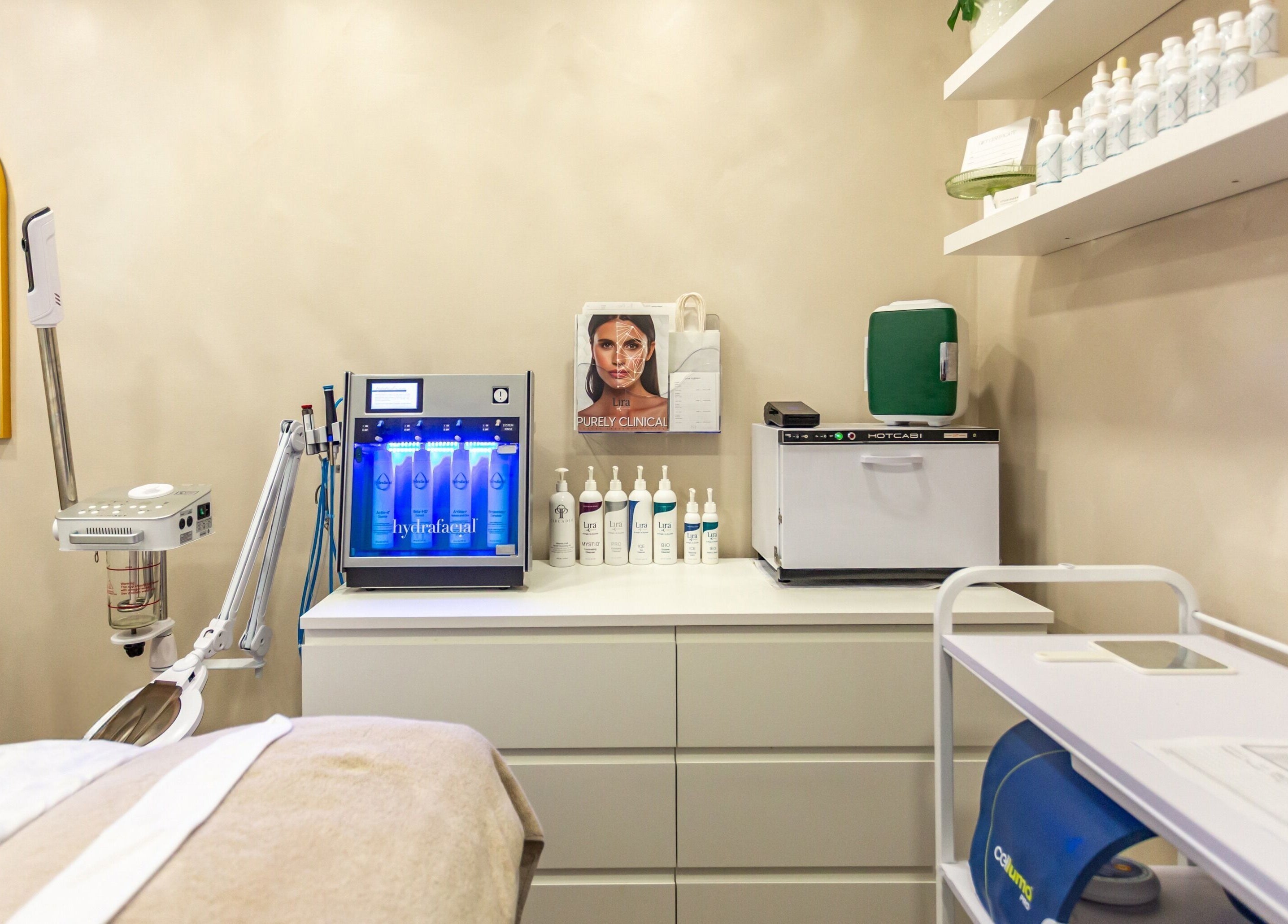 Hydrafacial equipment and products at STUDIODERMA, Ottawa, Ontario, CA, showcasing advanced skincare tools.