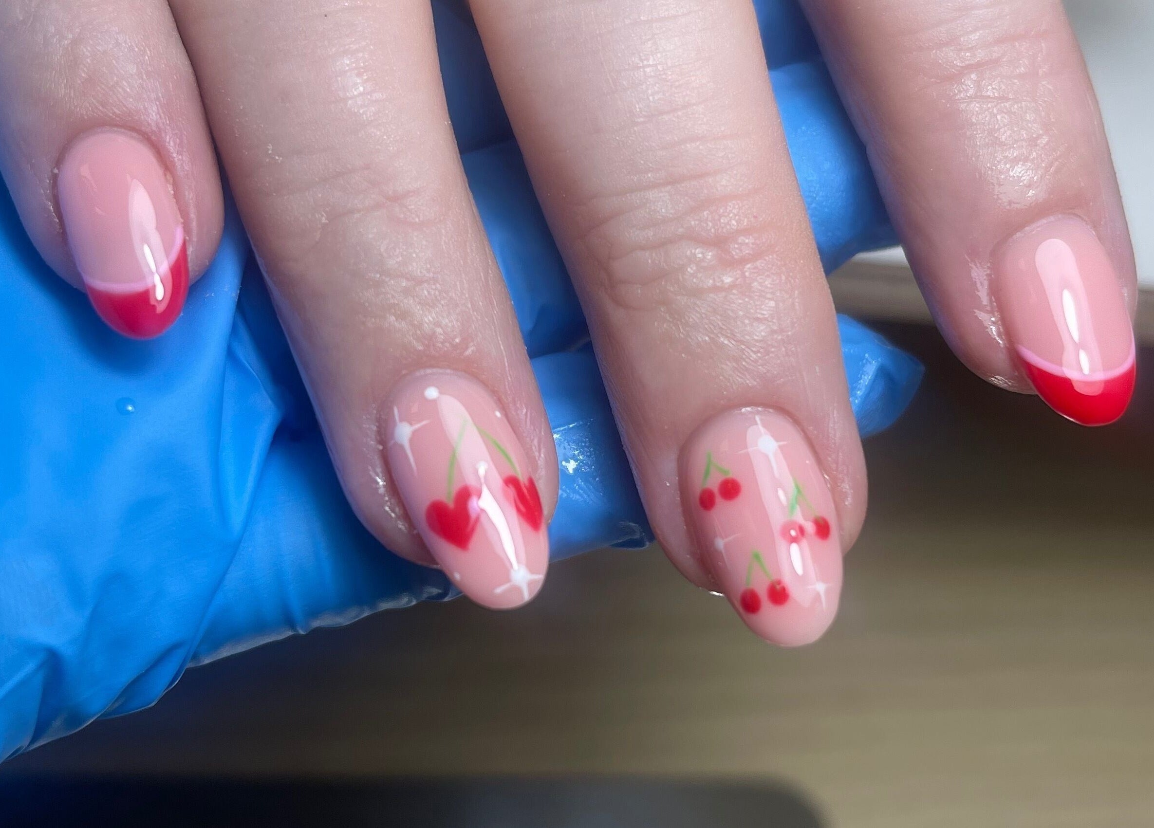 Gorgeous cherry nail art by By Demi in Belfast, Northern Ireland, GB. Vibrant style and expert design.